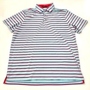 Greyson Golf Polo Men's XL Striped Aqua Red Striped Golf Performance Stretch